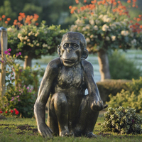 Sculpture de singe assis grandeur nature en fibre de verre et bronze sculpté, couleur personnalisée, pour décoration de jardin extérieur moderne, BringFine, garantie 3 ans