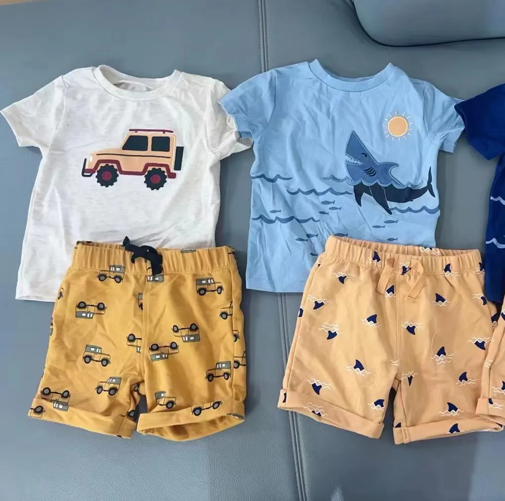 Brand new wholesale Apparel stock kids boys clothes pajamas sets baby Clothes terno set home wear