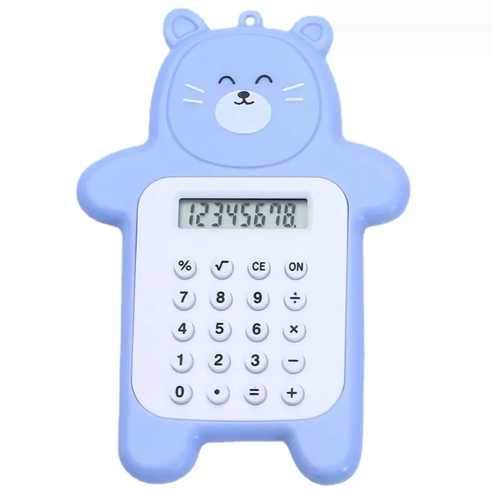 เครื่องคิดเลขตั้งโต๊ะเครื่องคิดเลขพกพาขนาดเล็ก 5 สีขนาดมินิน่ารักรูปหมีเครื่องคิดเลขตั้งโต๊ะพร้อมจอแสดงผล LCD สําหรับ Office