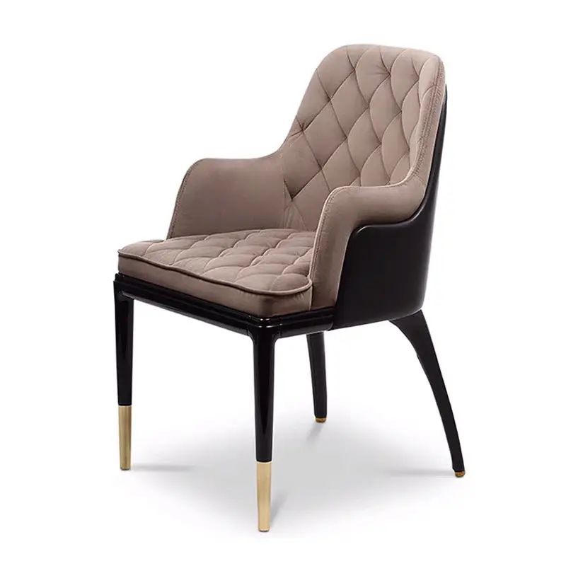 European Style Dining Chair Fashion Hotel Cafe Homestay Chair Leisure Solid Wood Velvet Upholstered Chair