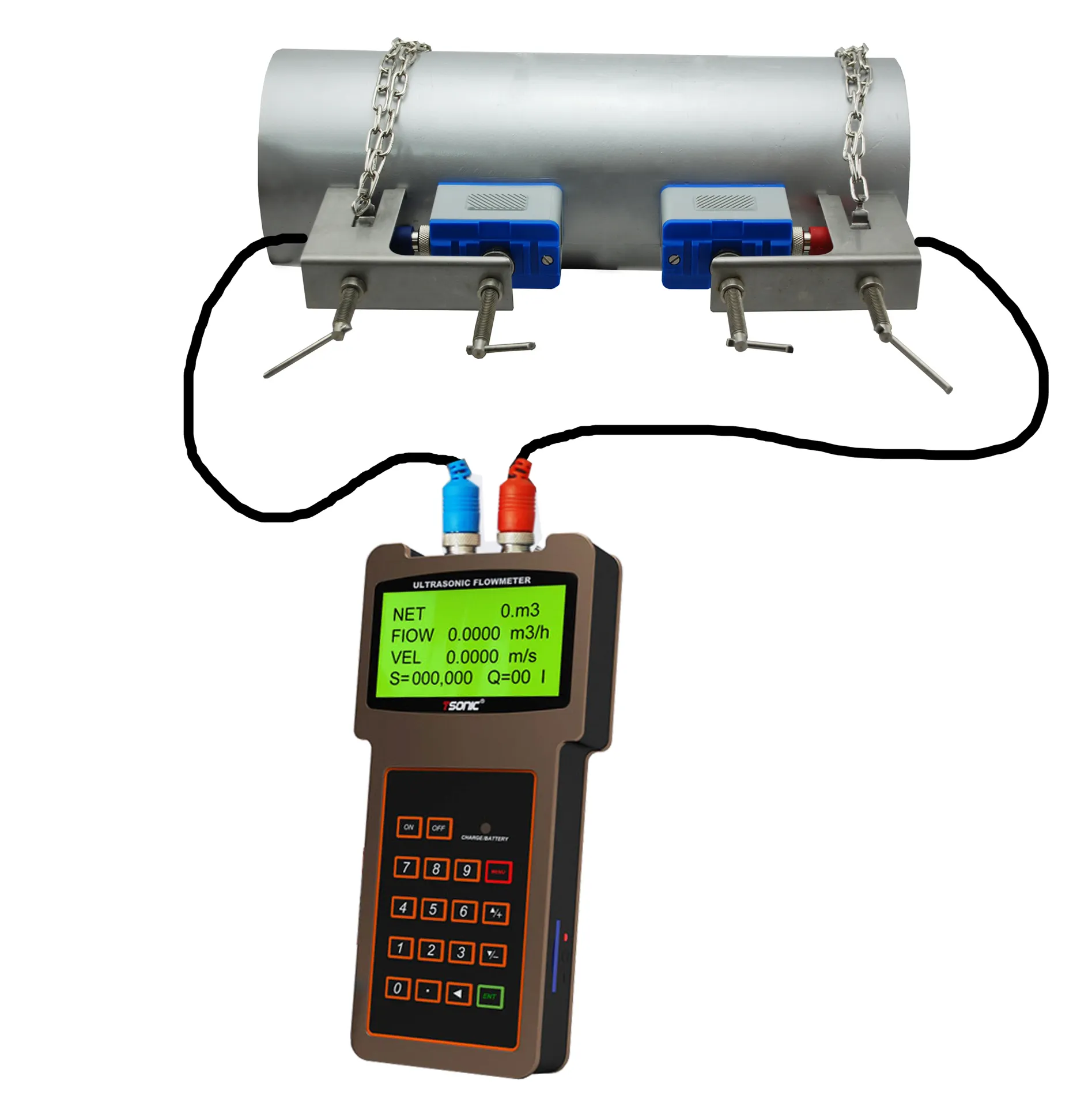 Smart wasser flow meter handheld tragbare ultraschall-durchflussmesser