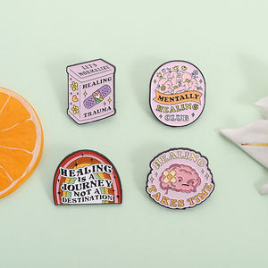 Emaille-Anstecknadel mit inspirierendem Zitat zur psychischen Gesundheit: „Heilung dauert Zeit“ – Brosche, Schmuckgeschenk für Freunde, Großhandel - Product Image 3