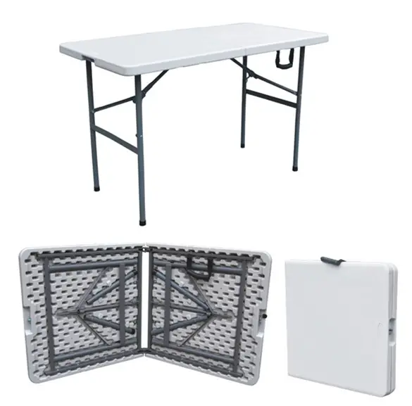 4FT plegable en mitad de la Mesa, fácil mesa plegable, mesa de camping con bloqueo y manejar
