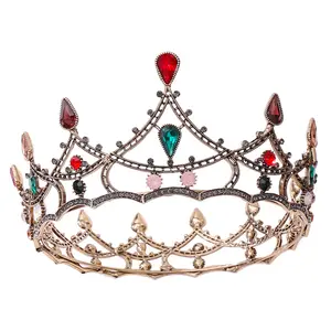 Retro Đen pageant vương miện headpieces với Rhinestone hợp Kim Phụ Kiện đám cưới cho cô dâu