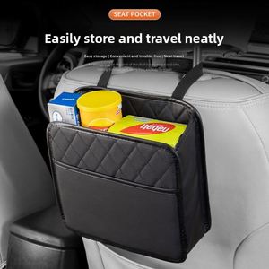Boîte de rangement multifonctionnelle en cuir pour voiture avec logo personnalisé, organiseur de siège arrière, accessoire intérieur pliable - Product Image 3
