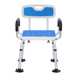 Siège de <span class=keywords><strong>douche</strong></span> robuste <span class=keywords><strong>pour</strong></span> personnes âgées, accoudoirs, dossier réglable en hauteur, pieds antidérapants, capacité de charge de 400 livres, utilisation confortable - Product Image 1