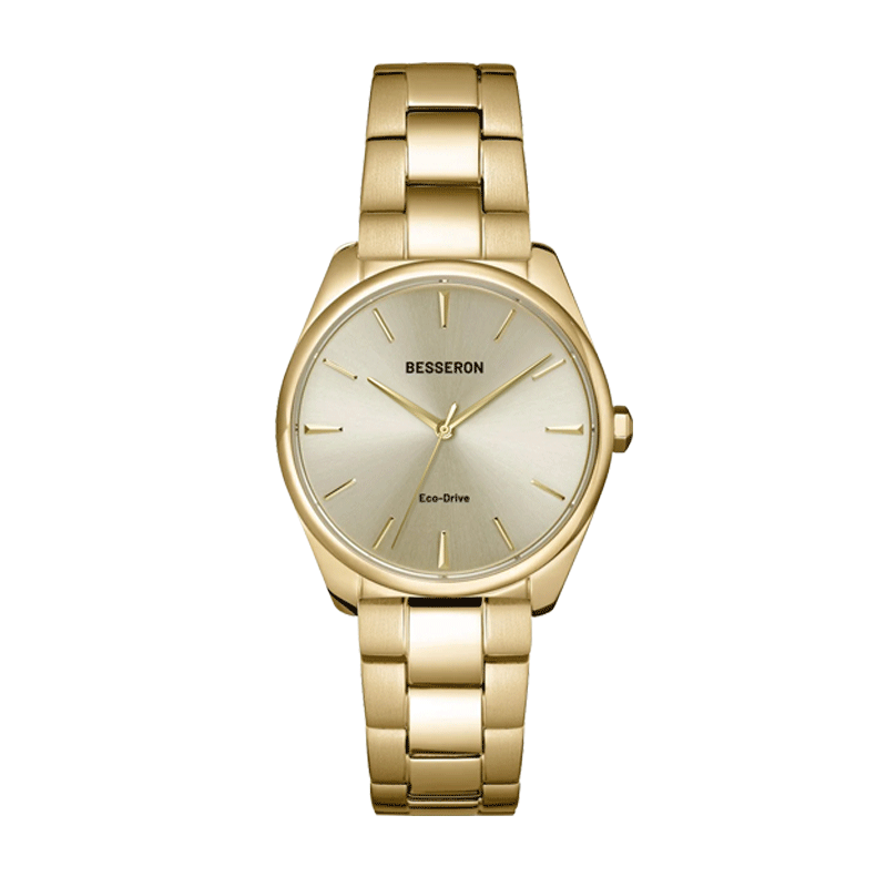 Gold dial solar watch