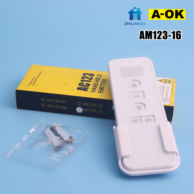 AC123-16 A-OK Luxury Roller Curtain Motor Remote Control Electronic Digital Rechargeable Silent Wireless Office Living Room