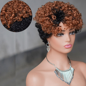 Peluca de Cabello Humano 100% Rizado, Corte <span class=keywords><strong>Pixie</strong></span>, Hecha a <span class=keywords><strong>Máquina</strong></span>, Sin Pegamento, Densidad 180%, Lista para Usar, para Mujeres Negras, Venta al Por Mayor - Product Image 2