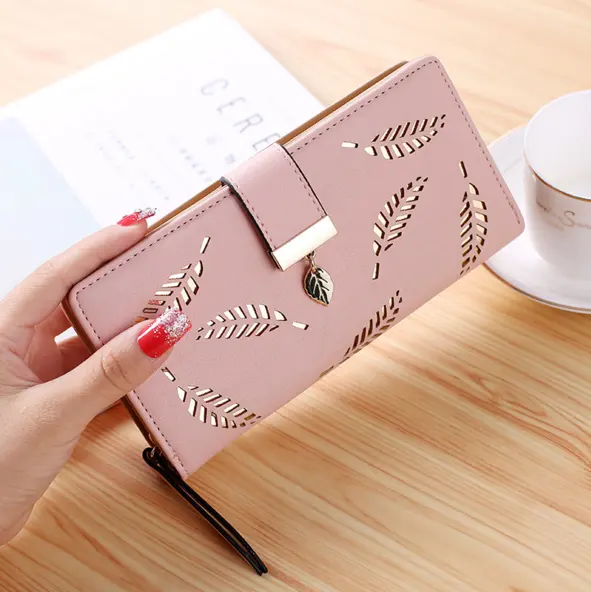 Wholesale leather travel women pu wallet wholesale fashion brand hot selling convenient long purses wrist clutch