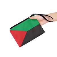 Dompet Koin Mini Beritsleting Motif Bendera Martinique, Bahan Kanvas Polyester Warna Campuran, Dompet Ganti Uang untuk Wanita