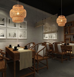 Lustre tressé en rotin, éclairage en tissu et rotin, lustre rideau en bambou, éclairage artisanal pour la maison - Product Image 2