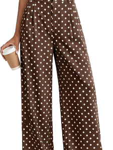 Women's High Wide Leg Velvet Thick <b>Trousers</b> Solid Color Pockets 100% Polyester Breathable Autumn/Winter Fashion Dropshipping - Product Image 1
