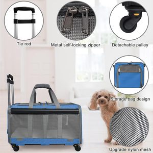 Breathable Luxury Airline Approved Soft-Sided Dog Travel Trolley <b>Carrier</b> with Zipper Closure Portable Folding <b>Pet</b> <b>Carrier</b> - Product Image 3