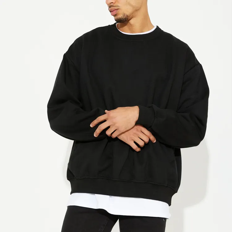 Sweat-shirt ras du cou surdimensionné en coton vierge personnalisé OEM de haute qualité 2022, vêtements décontractés, sweat à capuche de base pour homme