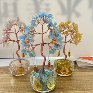 Cristal naturel pierre précieuse argent arbre Feng Shui énergie élément décoratif bol en verre améliorant la richesse chance pour la décoration intérieure - Product Image 1