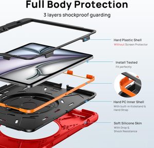 Étui de tablette en silicone antichoc avec béquille et sangle de maintien, arc-en-ciel, pour la 0ème génération 2022 10.9, étui robuste avec emplacement pour stylet - Product Image 5