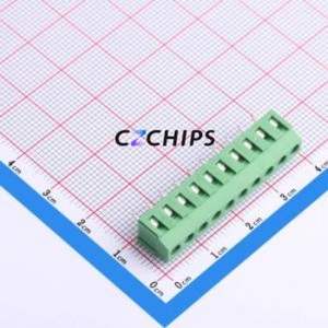 DB125-3.81-10P-GN-S Screw Terminal Block P=3.81mm Connector ( Construction: 1x10P )( Pitch: 3.81mm )( Color: Green ) - Product Image 1