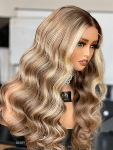 SHY Hair Nuova Collezione Parrucca 100% <span class=keywords><strong>Capelli</strong></span> Vergini con Pizzo HD <span class=keywords><strong>Biondo</strong></span> Dorato con Riflessi Nodo Singolo per Donne Bianche Senza Colla - Product Image 2