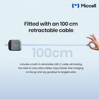 Chargeurs GaN Miccell en gros 67W pour téléphones, prises US/UK/EU, avec câble de charge rapide rétractable de 1 m pour tous les smartphones