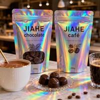Sacs refermables en aluminium holographique personnalisés de qualité supérieure JIAHE, sacs en mylar à fond plat, réutilisables, de qualité alimentaire, vente en gros