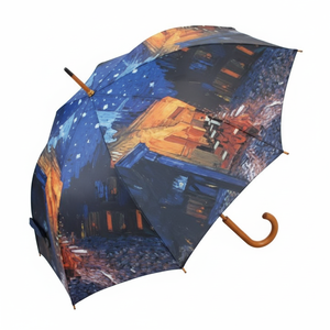 AU-02210 terrazza del caffè di Van Gogh di notte ombrellone in legno per cortili e spazi esterni - Product Image 1
