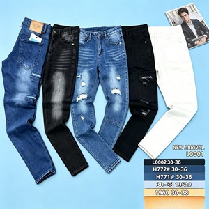 Pantalones <span class=keywords><strong>Vaqueros</strong></span> Elásticos para Hombre GZL007 a 6.85 Dólares, Pantalones de Mezclilla Clásicos de Pierna Recta, Multicolores, Casuales, de Negocios, para Uso Diario - Product Image 1