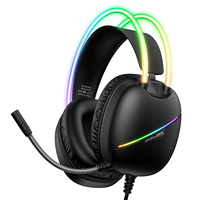 Casque audio filaire ONIKUMA X33 avec double sangle RGB pour le gaming, casque musical filaire noir supra-auriculaire