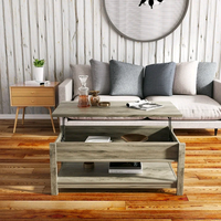 Ensemble de table basse en bois moderne et durable Combohome avec rangement, plateau relevable, montage facile pour le salon