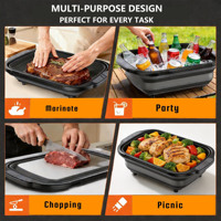 Bacs de préparation pliables pour barbecue avec planche à découper en acier inoxydable, pour la préparation des repas, la marinade et le stockage des aliments, avec couvercle, bol pliable