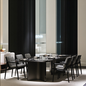 Mesa de Comedor de Diseño Italiano Moderno de Alta Gama, Mesa Rectangular Grande de Lujo con Base de Madera Maciza para Hotel - Product Image 1