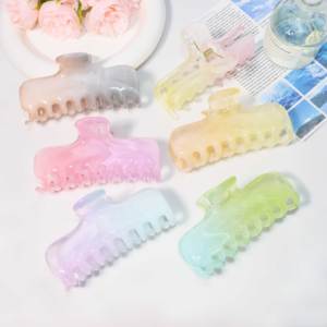 Pince à cheveux é<span class=keywords><strong>l</strong></span>égante en plastique, 9,5 cm, rectangulaire, translucide, motif marbré dégradé, spirale ombrée pastel, minimaliste, <span class=keywords><strong>l</strong></span>égère, pour usage quotidien - Product Image 2