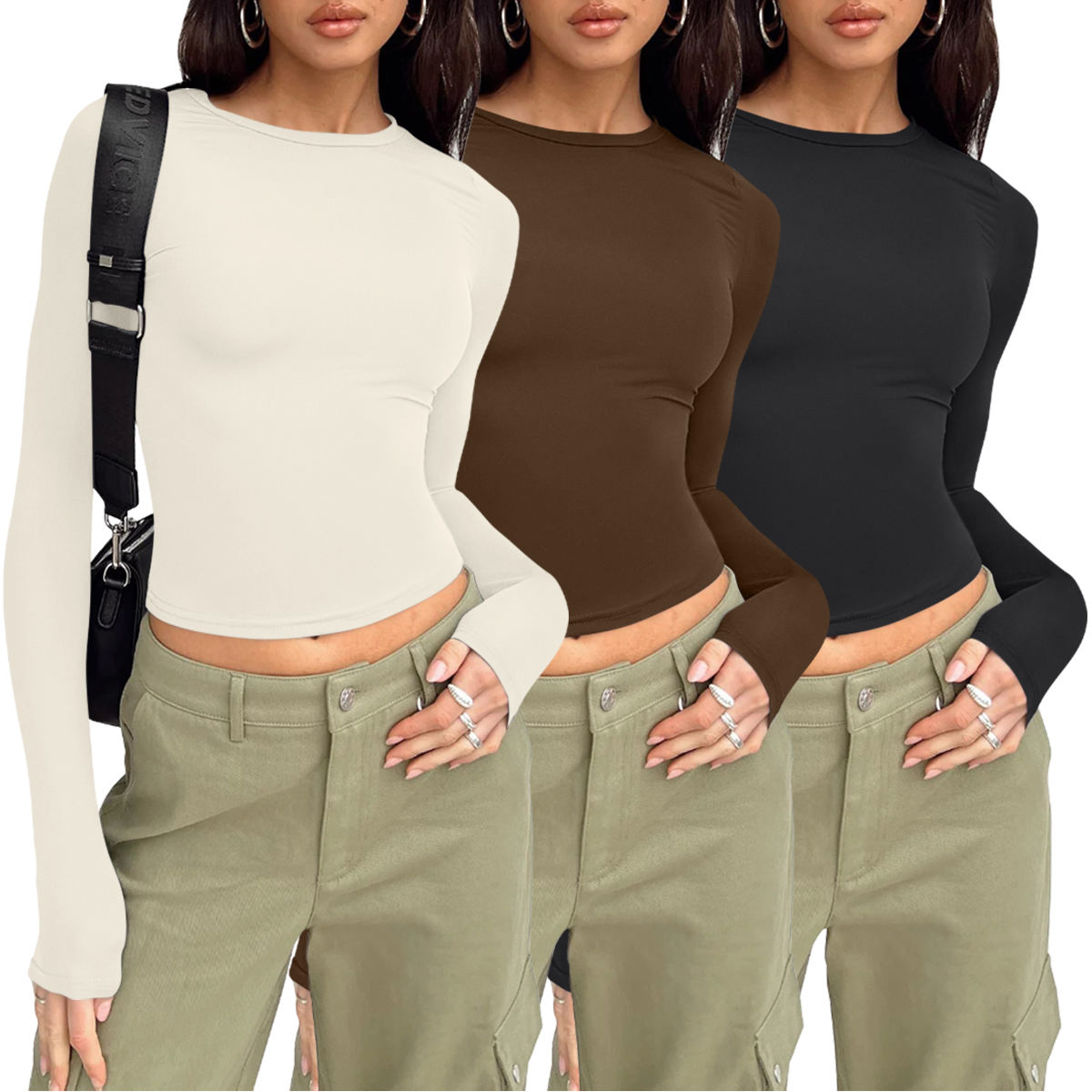 OQQ Wholesale Women's Breathable Lightweight Seamless Plus Size Fitness Wear Simple Round Neck Long Sleeved Sports Yoga Top