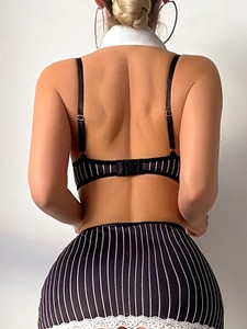 UYT0018 Lingerie de Cosplay pour écolière Mini robe Bondage Stripes Stripper Outfit Costumes Ensemble de lingerie sexy pour femmes - Product Image 5