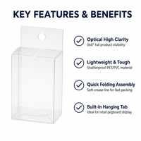 Boîte pliante carrée légère en PVC/PET transparent avec trou Euro pour accrocher sur un crochet de magasin