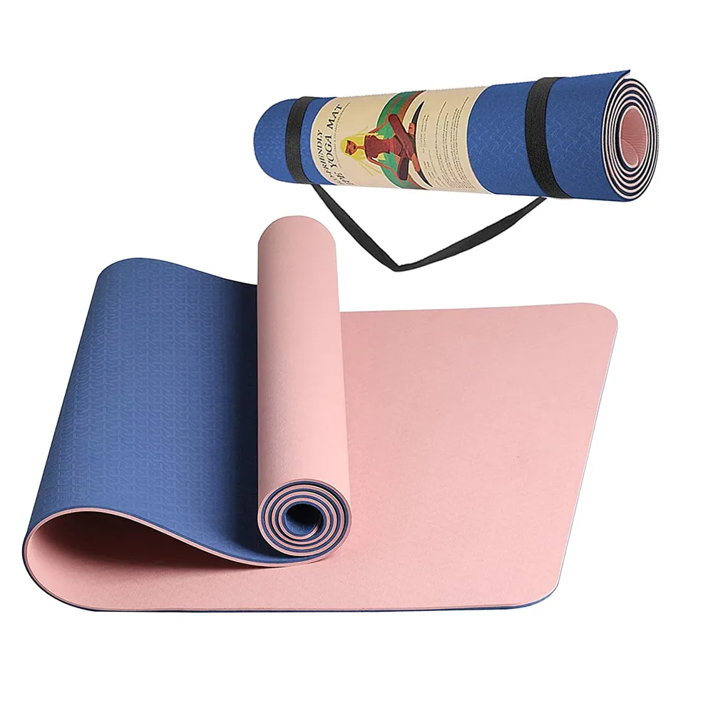 Hoge Kwaliteit Premium Antislip Omkeerbare Decoratieve Niet Giftig Rollen Materiaal Custom Print Oefening Fitness Tpe Yoga Mat