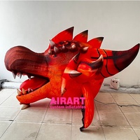Ballon gonflable à tête de dragon rouge pour la publicité, taille 2m