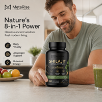 Capsules de Shilajit pour adultes, marque privée OEM, nutrition minérale, bien-être quotidien, complément alimentaire, capsules dures, 60 unités