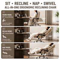 Chaise de bureau exécutive ALINUNU, directement de l'usine, ergonomique, en cuir PU, inclinable, avec repose-pieds rétractable