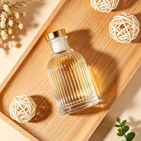 Flacon diffuseur d'huiles essentielles en verre à rayures verticales, style romain de luxe, vide, 40 ml, 100 ml, 150 ml, 200 ml, 500 ml, avec bouchon en liège