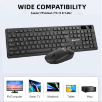 JERTECH KM400 Clavier et souris sans fil silencieux ultra mince pour ordinateur de bureau 2.4G pour tablette