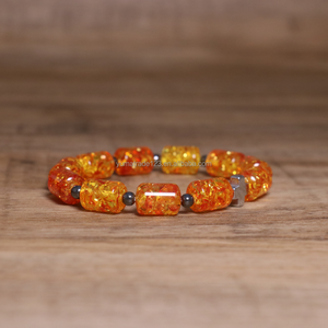 Bracelet élastique en hématite, croix et perles d'<span class=keywords><strong>ambre</strong></span>, bijou énergétique de guérison pour femmes et hommes, idéal pour le quotidien et comme cadeau. - Product Image 3