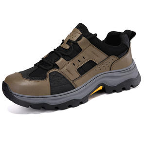 Large Size Men's Steel Toe Lace-up Leather Casual Sneakers Breathable Comfort Outdoor <b>Hiking</b> <b>Shoes</b> Mountaineering Boots Factory - Product Image 1