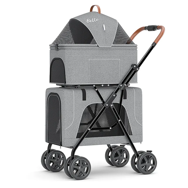 Kuma New Arrival Dubbele Kinderwagens Voor Huisdieren Gemakkelijk Opvouwen Huisdierendragers Mand Kinderwagen Hond