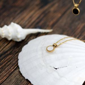 Collar de Moda para Mujer, Cadena de Clavícula de Acero Inoxidable, Colgante de Concha Natural Blanca Fritillaria, Chapado en Oro de 18K - Product Image 6