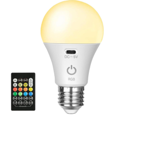 <span class=keywords><strong>Ampoule</strong></span> LED SMD rechargeable, couleur RGB, charge Type-C, variateur d'intensité intelligent, télécommande, culot E27, sans fil, fonctionne sur batterie - Product Image 1