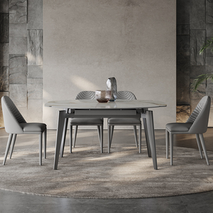 Ensemble <span class=keywords><strong>table</strong></span> à manger à double usage style italien, moderne, simple et luxueux, design en forme de plaque de roche carrée pour petits appartements - Product Image 3