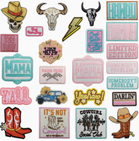 Patchs en tissu personnalisables thermocollants brodés style western cowboy pour vêtements et casquettes, badges brodés à presser à chaud