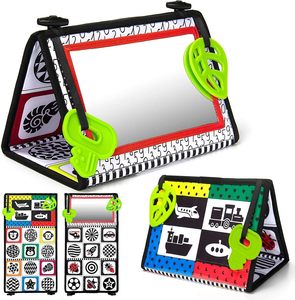 Contraste élevé 3D activité jouets sensoriels tapis rampant bébé jouets noir et blanc bébé ventre temps miroir jouets avec livre doux - Product Image 4