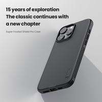 Étui magnétique Frosted Shield Pro pour iPhone 16 Pro Max 16 Plus 16e 15 17 14 13 12 11 Pro Max, coque arrière rigide en TPU et PC
